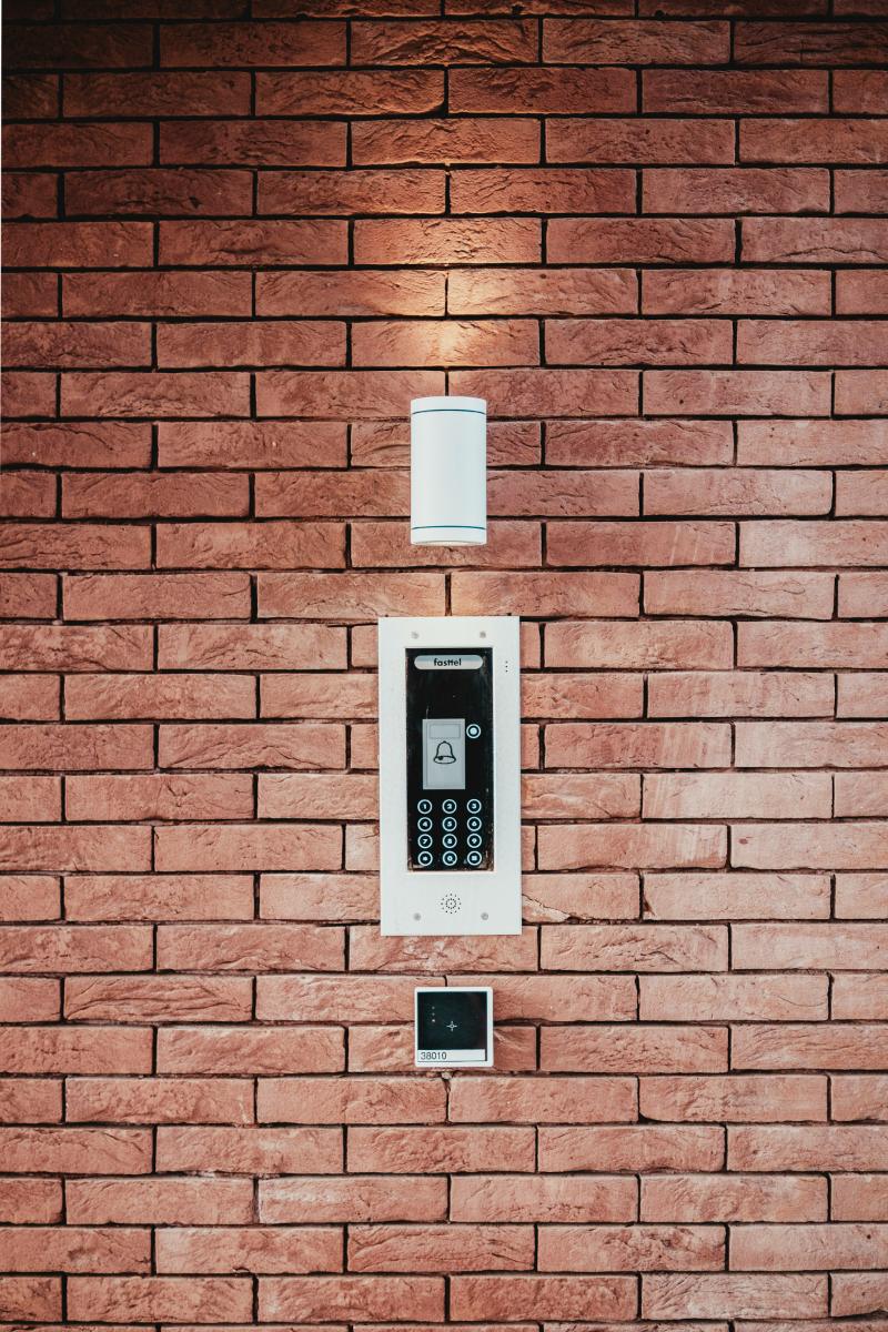 Door entry panel at the entrance to a block of flats